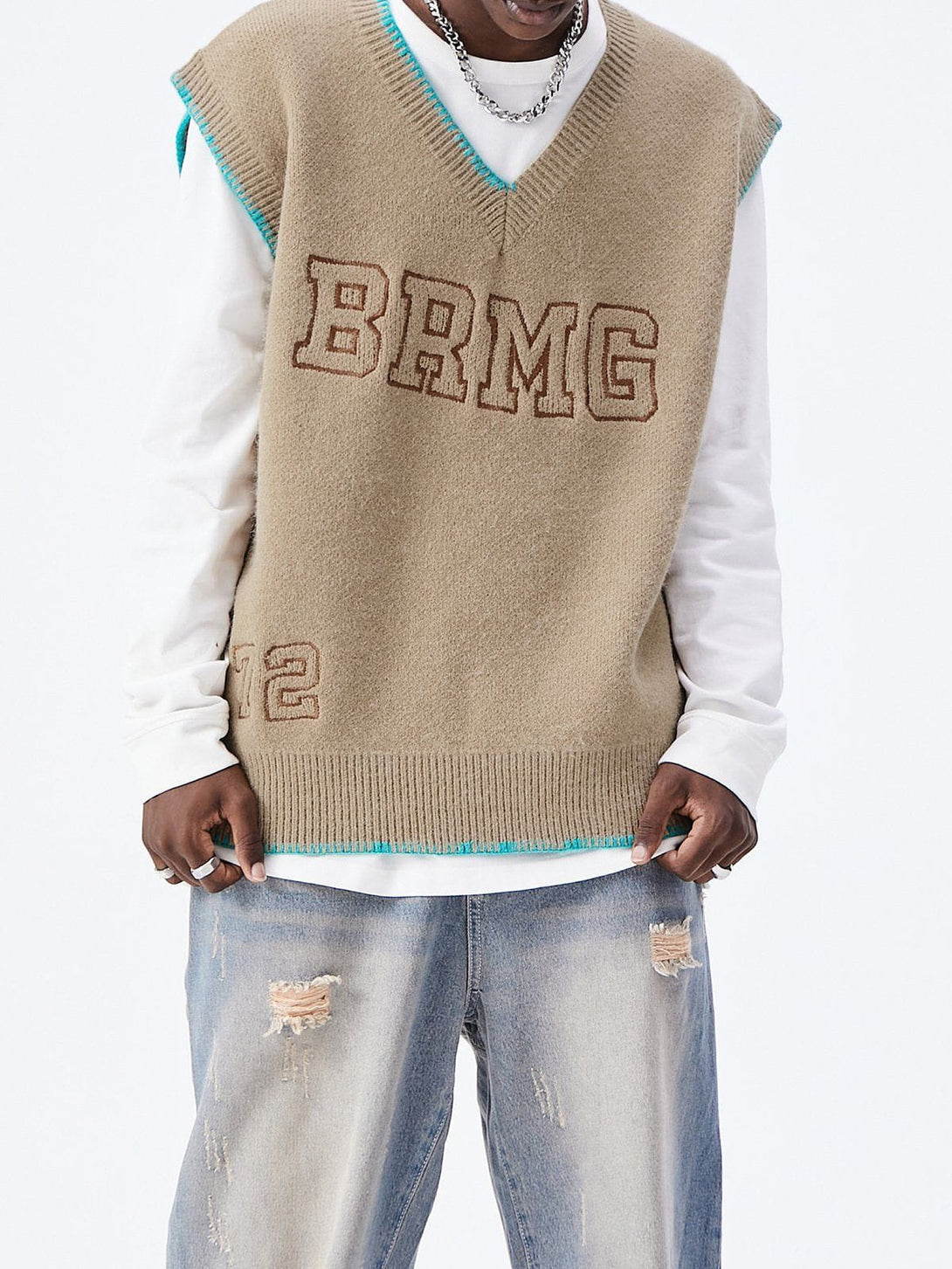 Lacezy - Simple Embroidered Letters Sweater Vest- Streetwear Fashion - lacezy.com