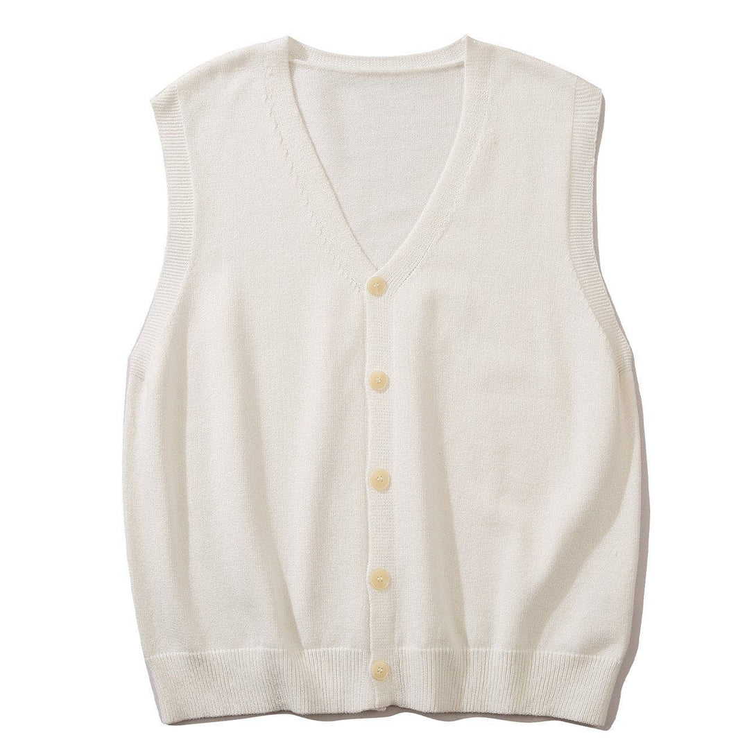 Lacezy - Simple Solid Color Sweater Vest- Streetwear Fashion - lacezy.com