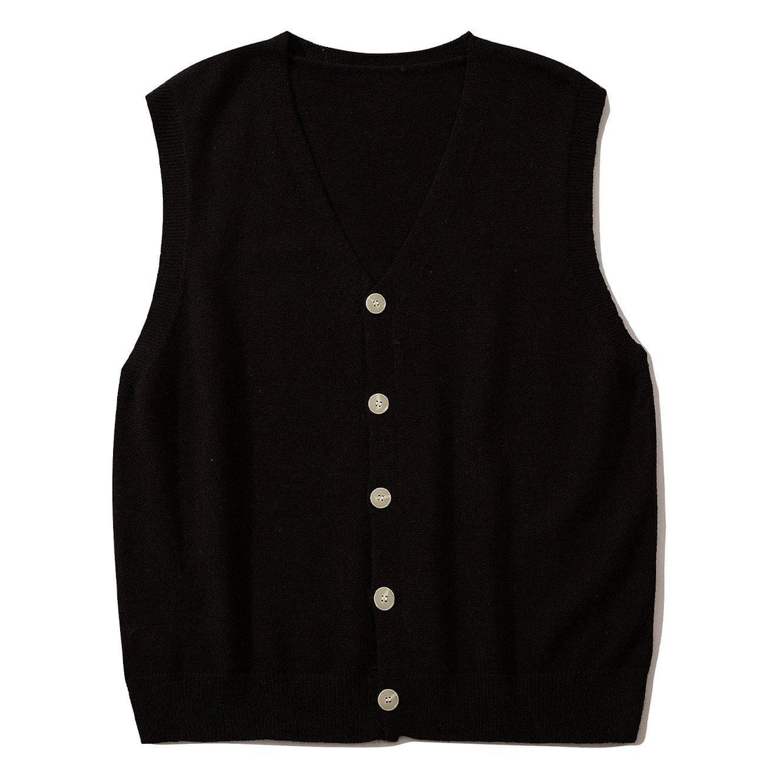 Lacezy - Simple Solid Color Sweater Vest- Streetwear Fashion - lacezy.com