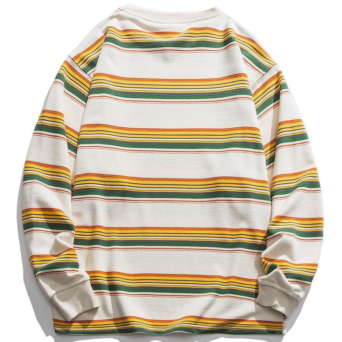 Lacezy - Simple Striped Panel Sweatshirt- Streetwear Fashion - lacezy.com