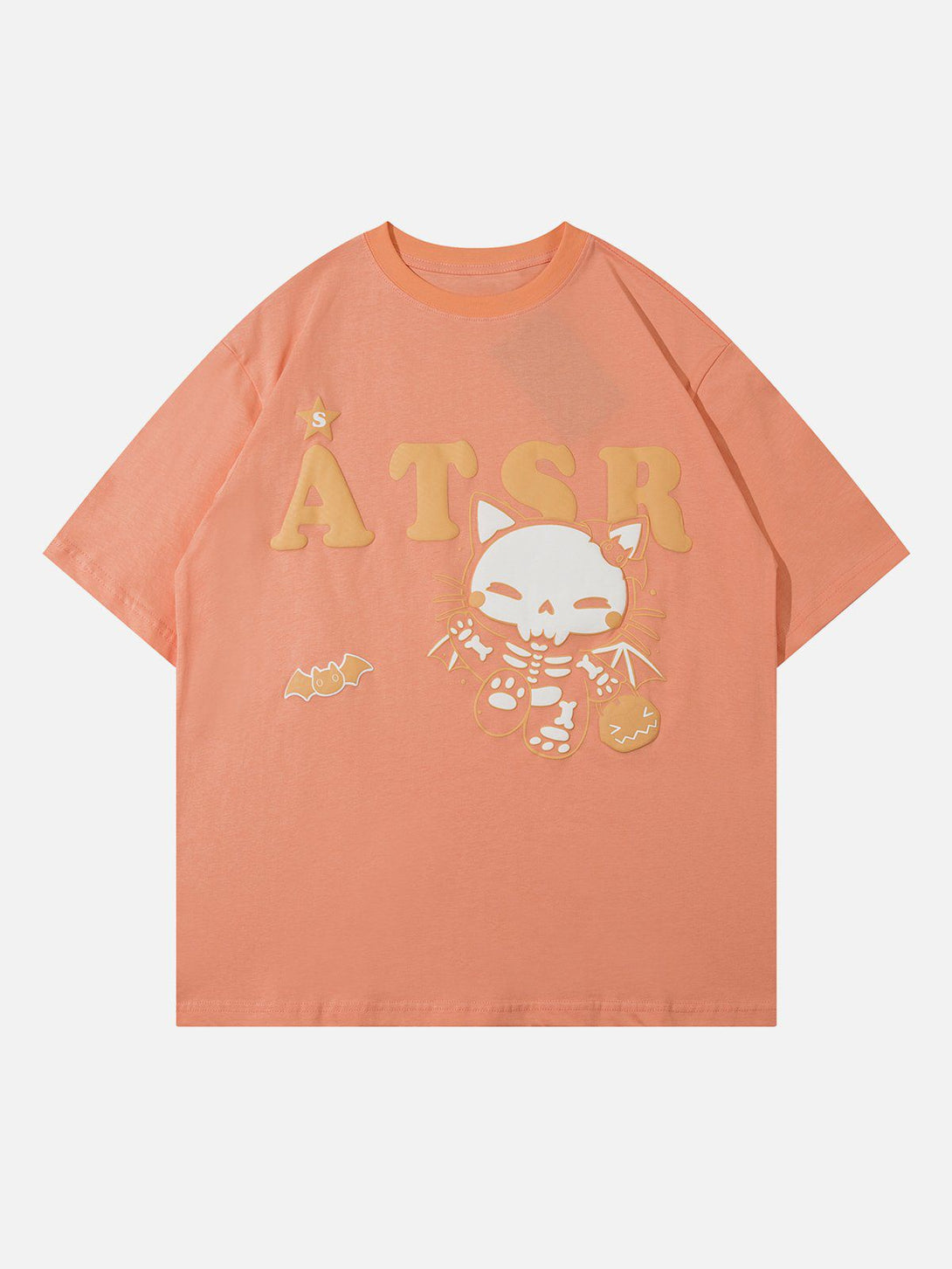 Lacezy - Skeleton Cat Print Tee- Streetwear Fashion - lacezy.com