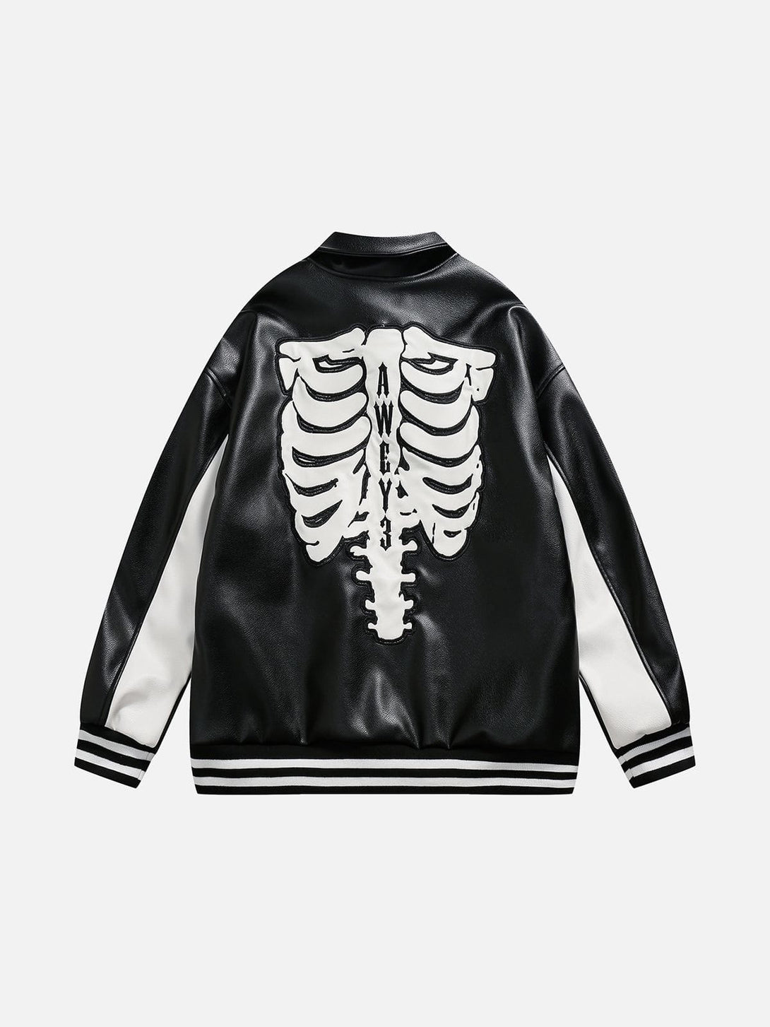 Lacezy - Skeleton Letters PU Jacket- Streetwear Fashion - lacezy.com