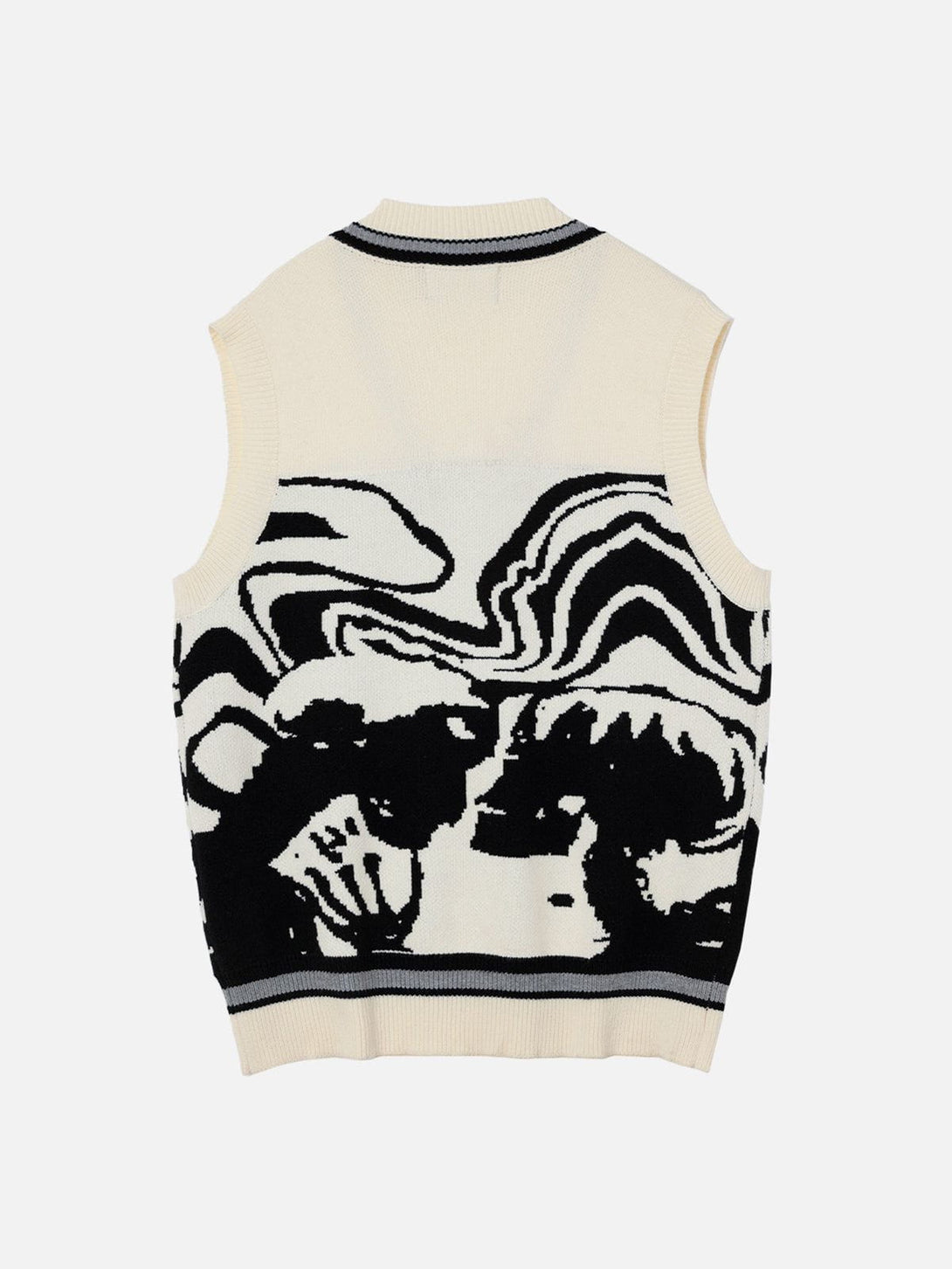 Lacezy - Skeleton Portrait Graphic Sweater Vest- Streetwear Fashion - lacezy.com