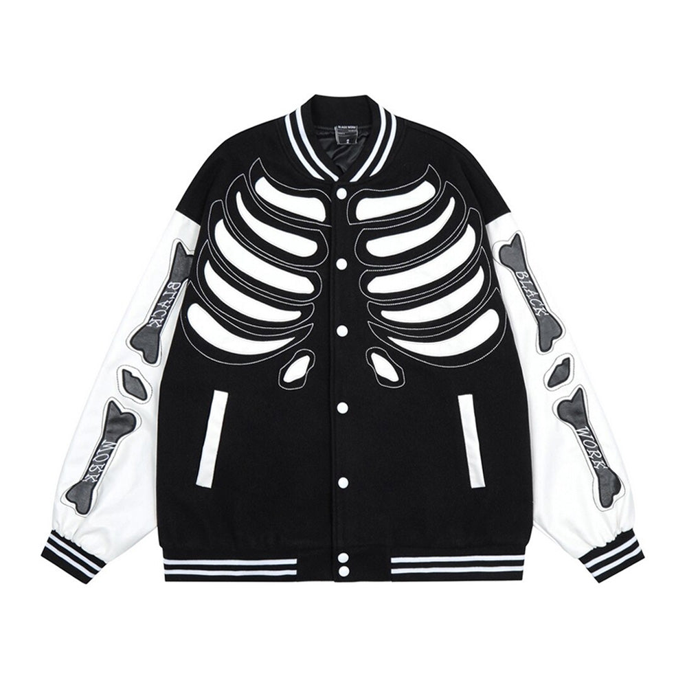 Lacezy - Skeleton Varsity Jacket- Streetwear Fashion - lacezy.com