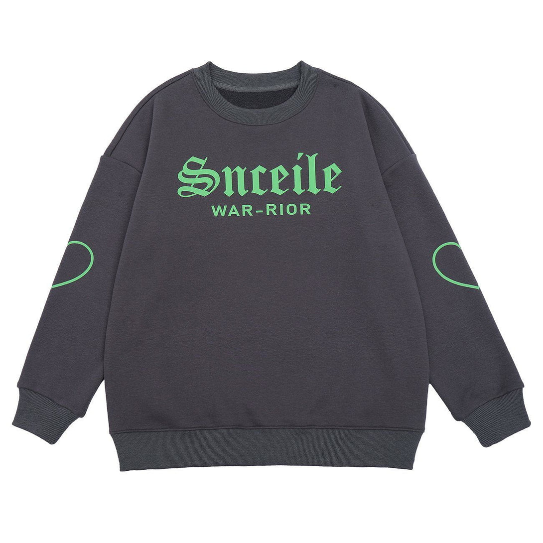 Lacezy - Sleeve Heart Print Sweatshirt- Streetwear Fashion - lacezy.com