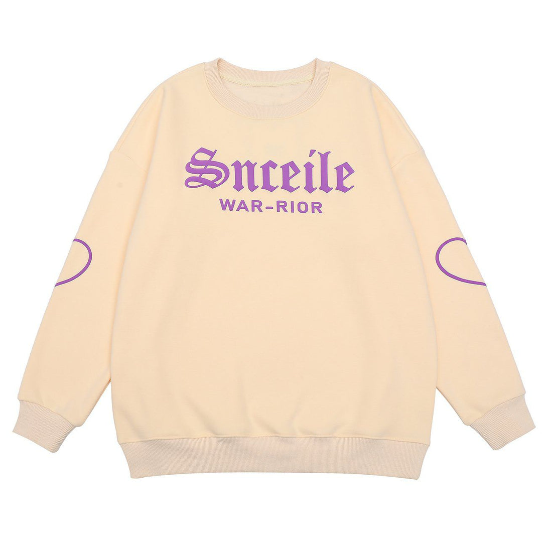 Lacezy - Sleeve Heart Print Sweatshirt- Streetwear Fashion - lacezy.com