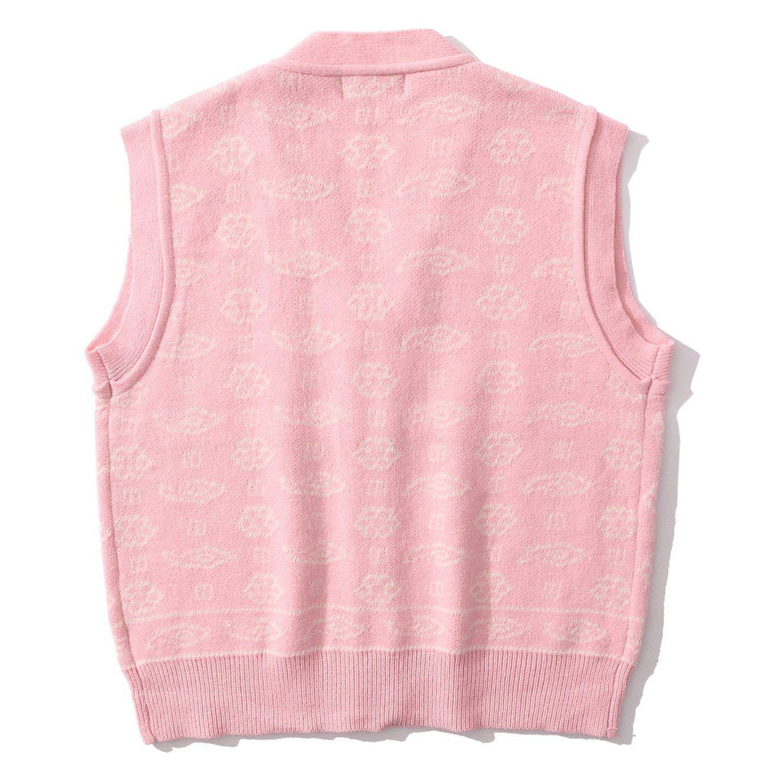 Lacezy - Small Flower Pattern Knit Sweater Vest- Streetwear Fashion - lacezy.com