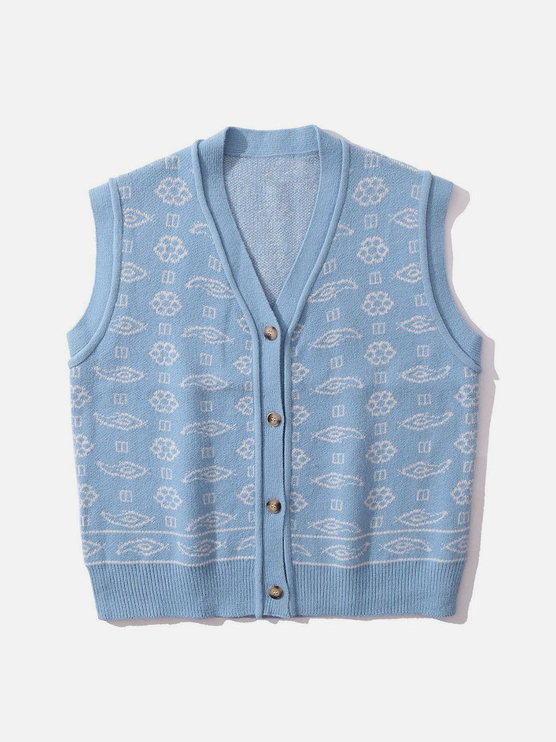 Lacezy - Small Flower Pattern Knit Sweater Vest- Streetwear Fashion - lacezy.com