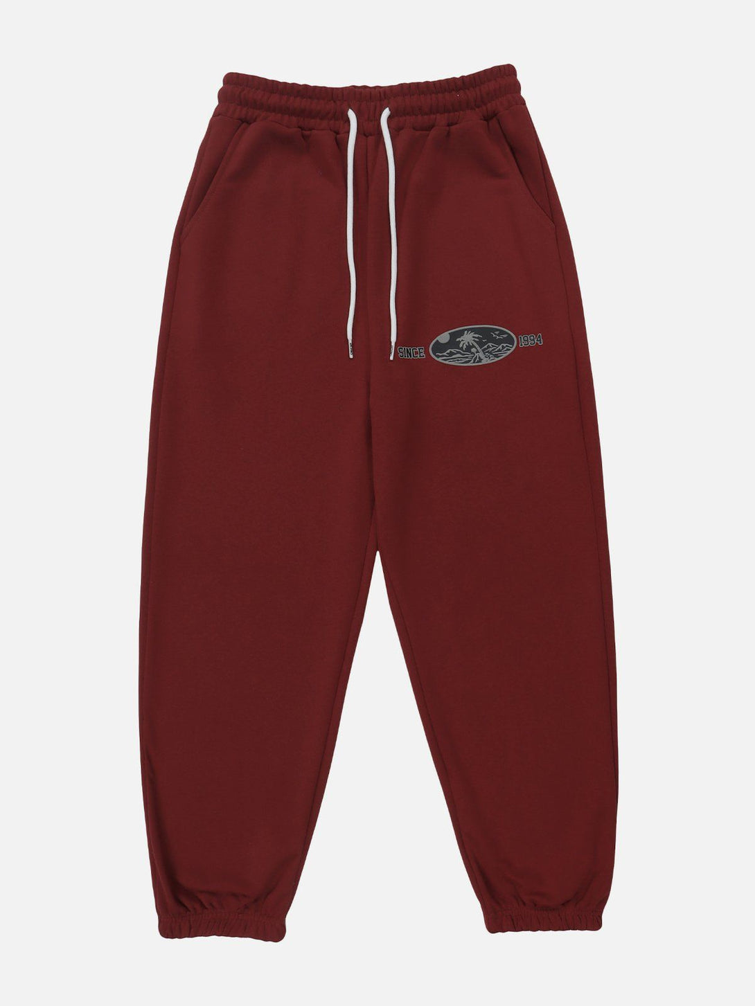 Lacezy - Solid Color Beach Print Sweatpants- Streetwear Fashion - lacezy.com