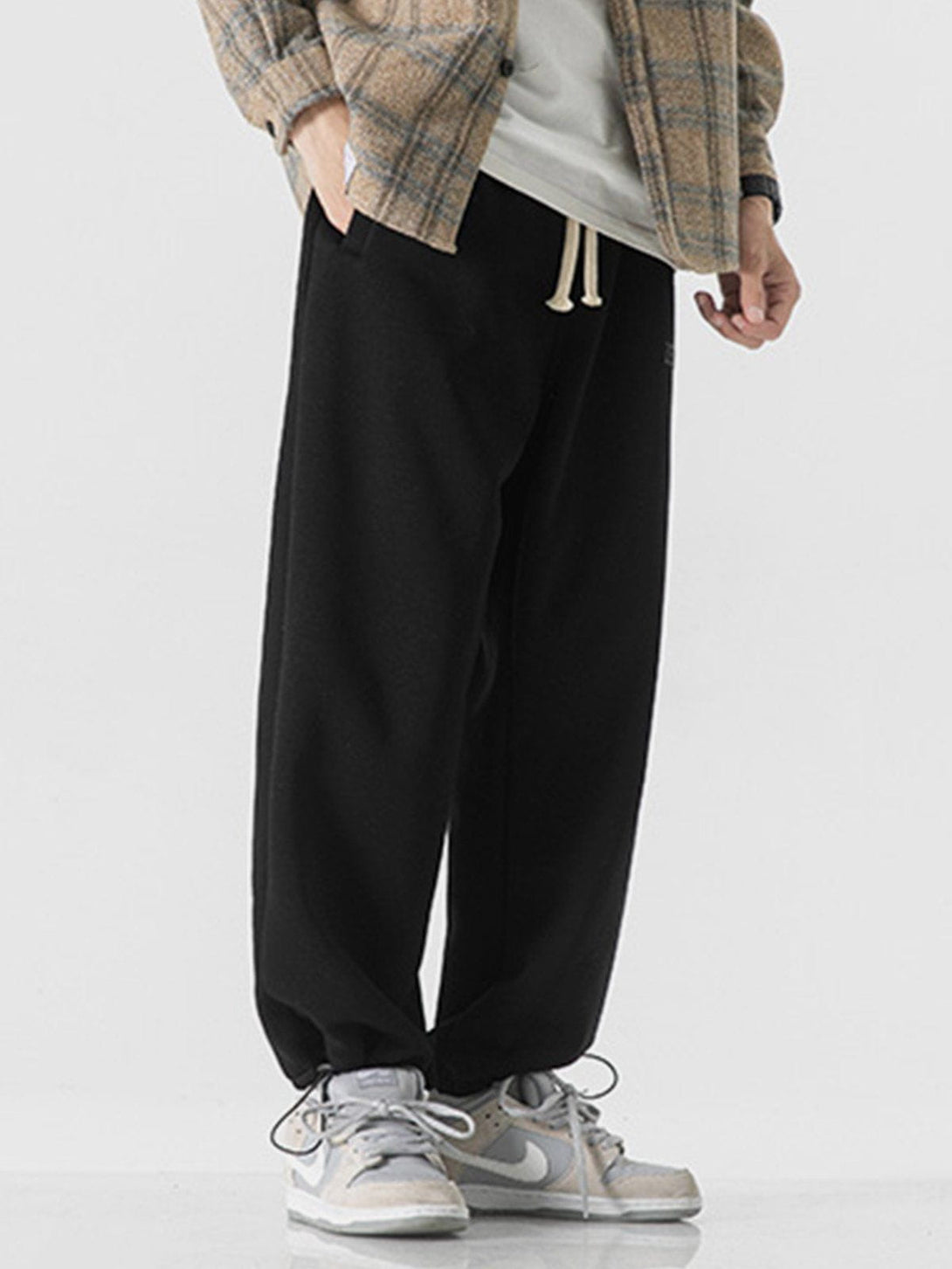 Lacezy - Solid Color Drawstring Pants- Streetwear Fashion - lacezy.com