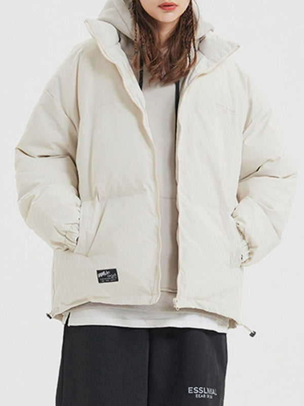 Lacezy - Solid Color Drawstring Winter Coat- Streetwear Fashion - lacezy.com