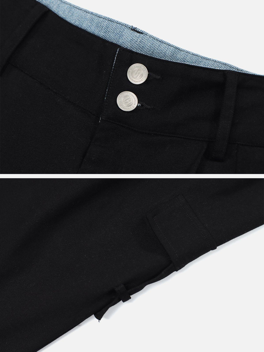 Lacezy - Solid Color Hem Reverse Denim Pants- Streetwear Fashion - lacezy.com