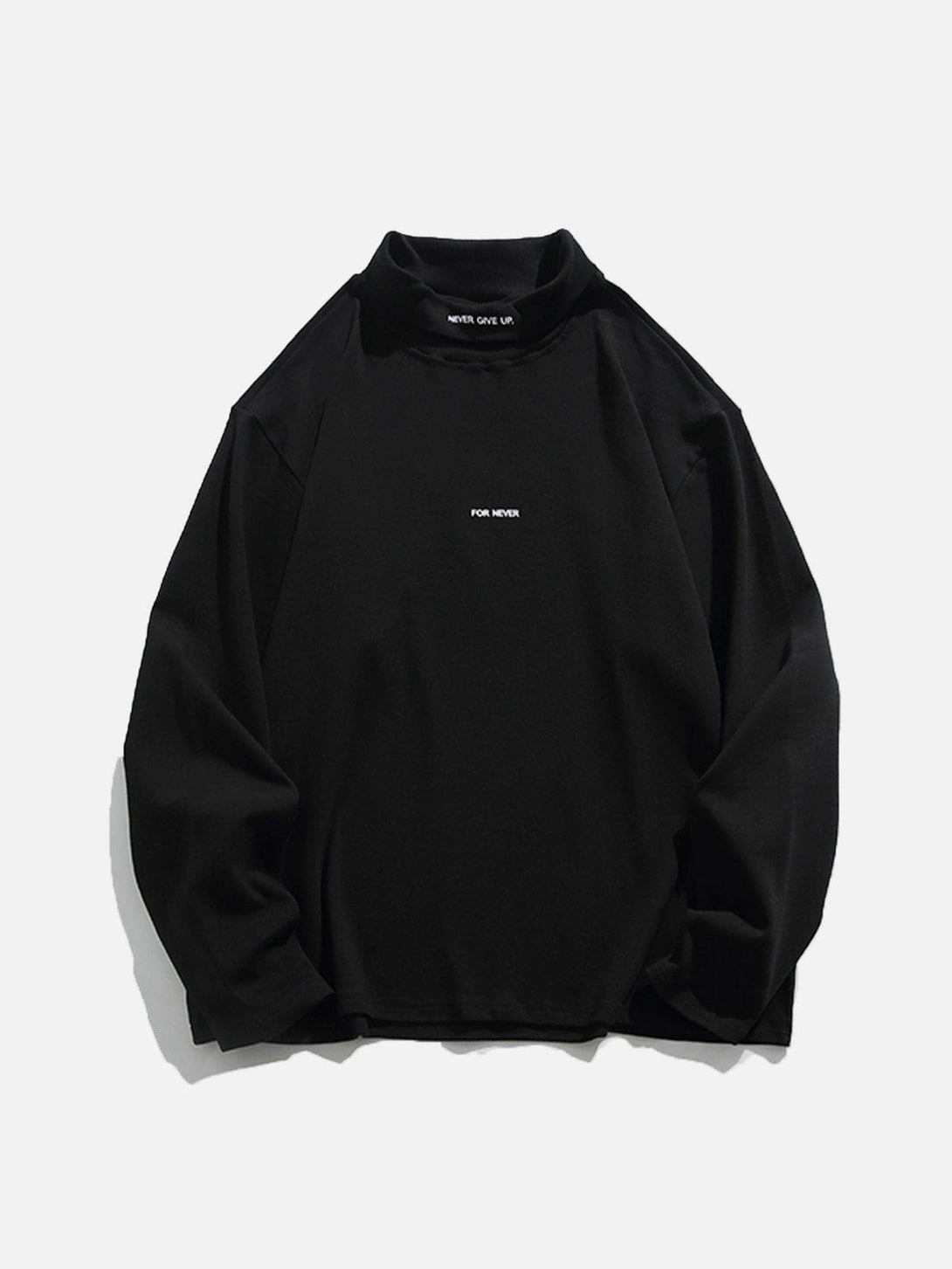 Lacezy - Solid Color High Collar Sweatshirt- Streetwear Fashion - lacezy.com