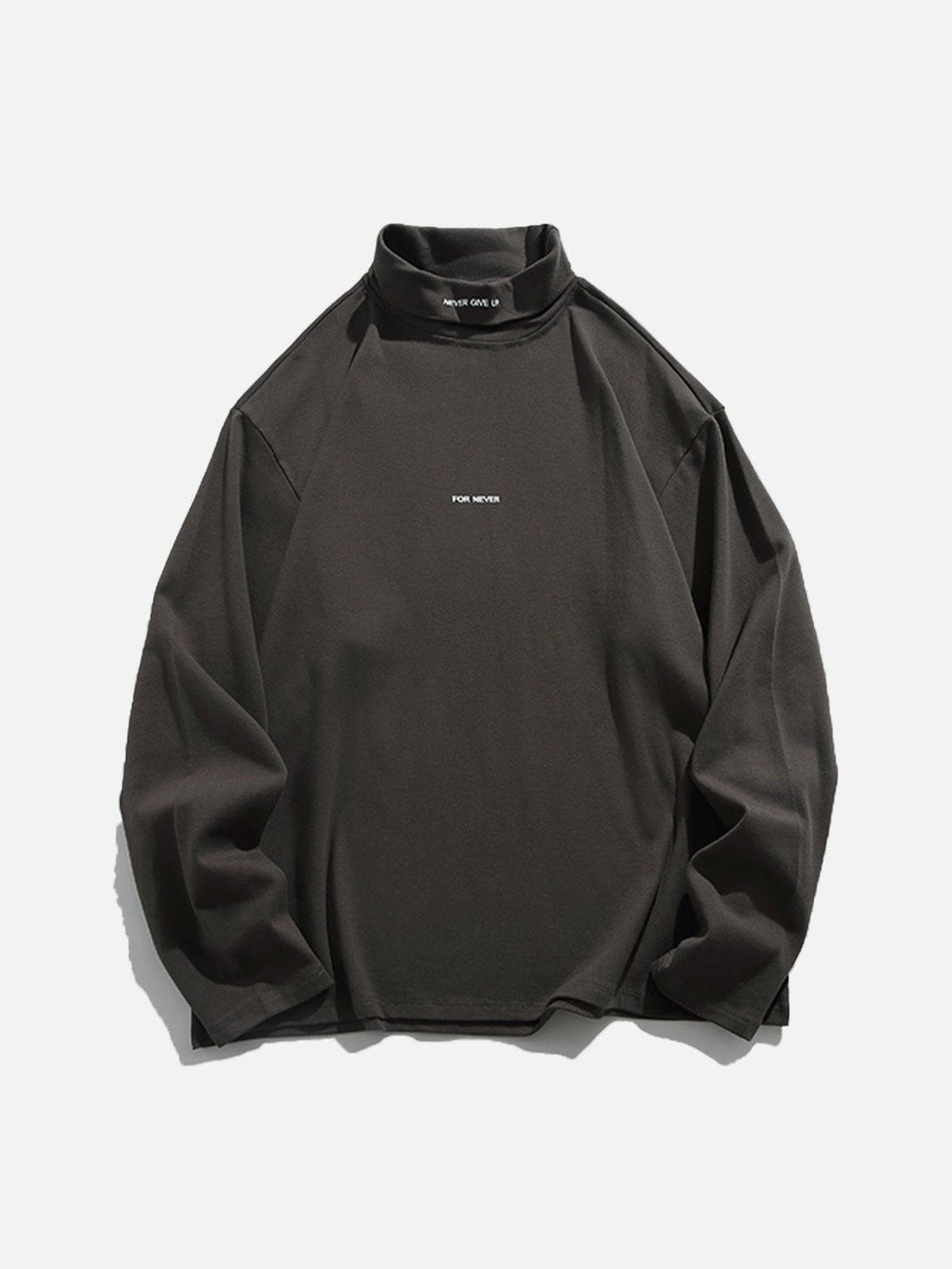 Lacezy - Solid Color High Collar Sweatshirt- Streetwear Fashion - lacezy.com