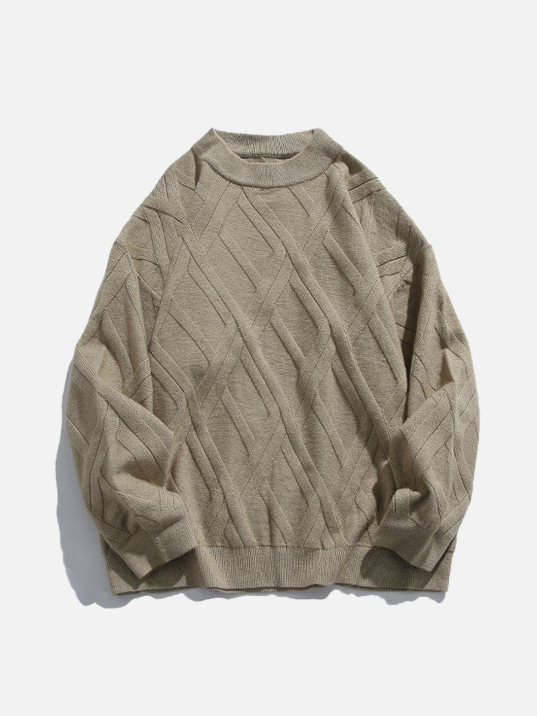 Lacezy - Solid Color Jacquard Knit Sweater- Streetwear Fashion - lacezy.com