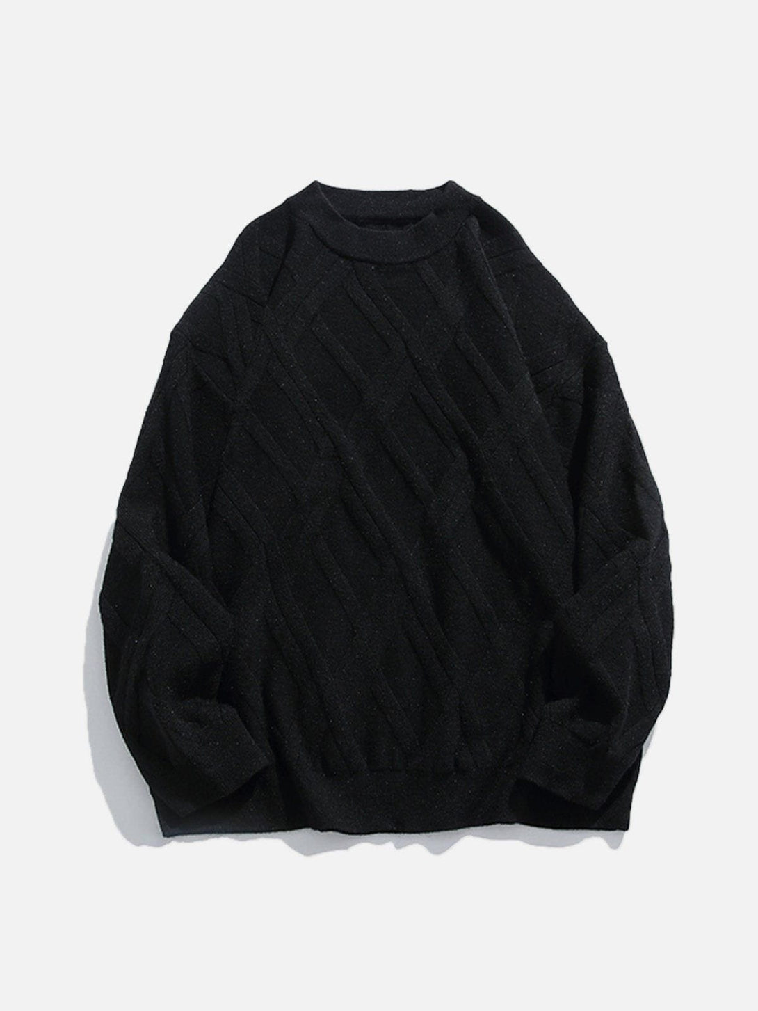 Lacezy - Solid Color Jacquard Knit Sweater- Streetwear Fashion - lacezy.com