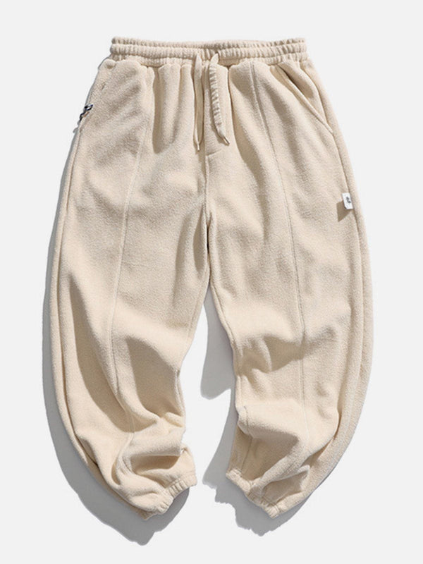 Lacezy - Solid Color Loose Drawstring Sweatpants- Streetwear Fashion - lacezy.com