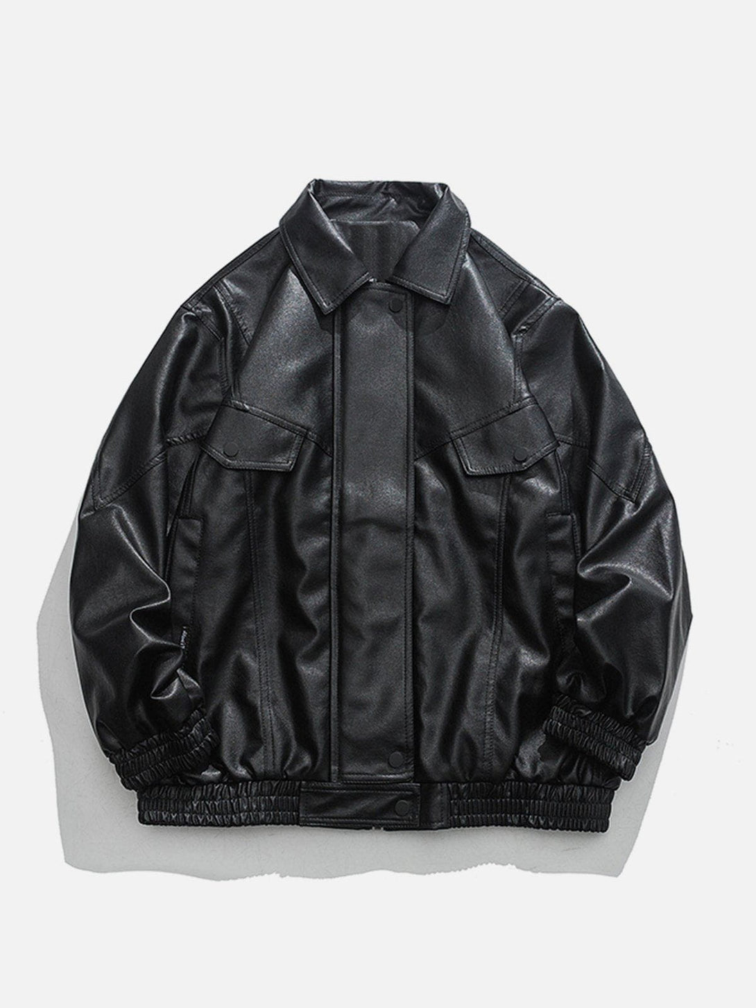 Lacezy - Solid Color PU Jacket- Streetwear Fashion - lacezy.com