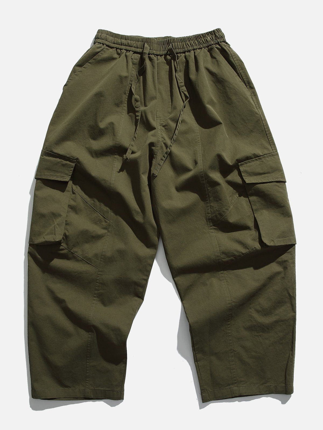 Lacezy - Solid Color Pocket Cargo Pants- Streetwear Fashion - lacezy.com