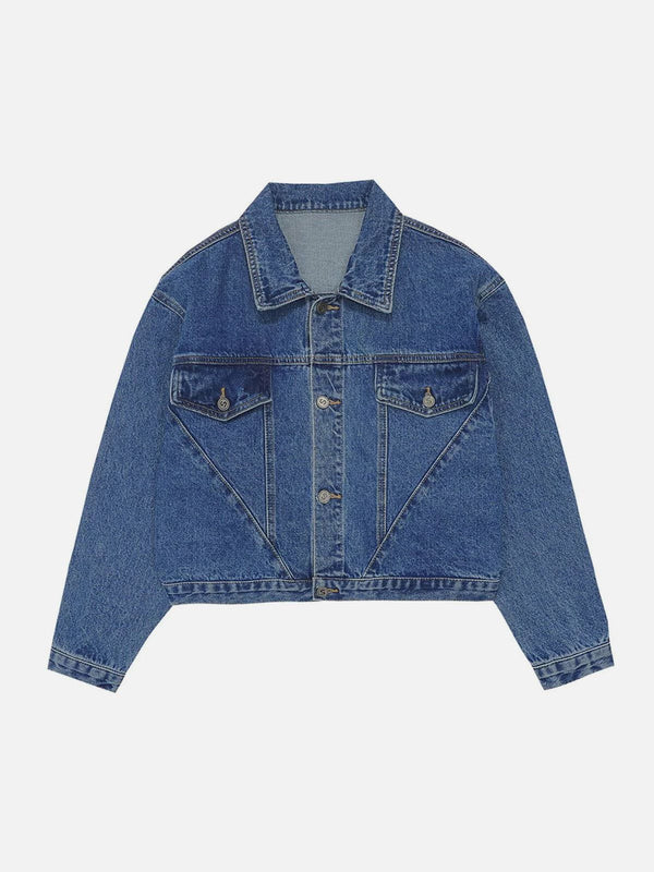 Lacezy - Solid Color Pocket Denim Jacket- Streetwear Fashion - lacezy.com