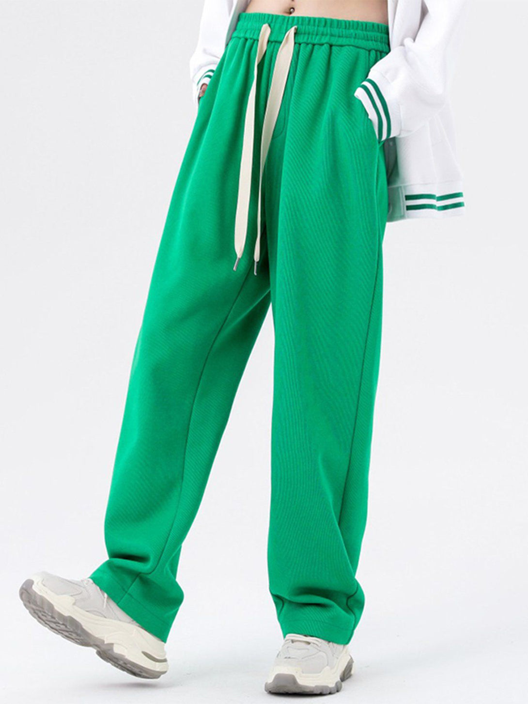 Lacezy - Solid Color Slack Drawstring Pants- Streetwear Fashion - lacezy.com