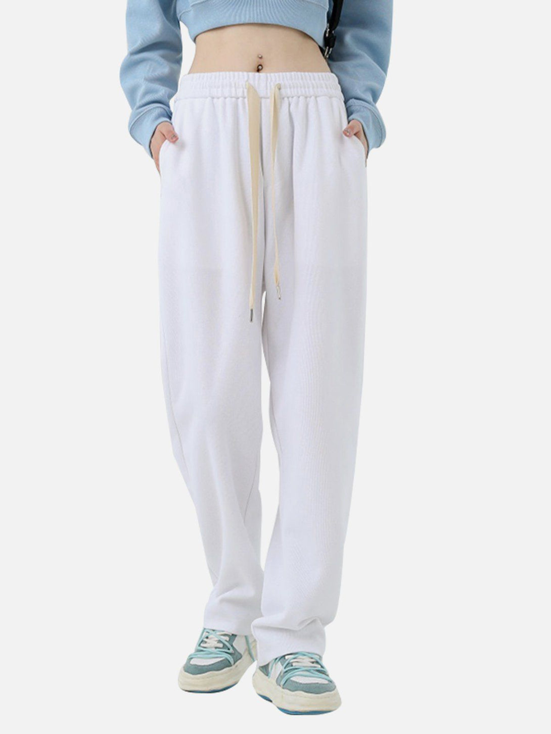 Lacezy - Solid Color Slack Drawstring Pants- Streetwear Fashion - lacezy.com