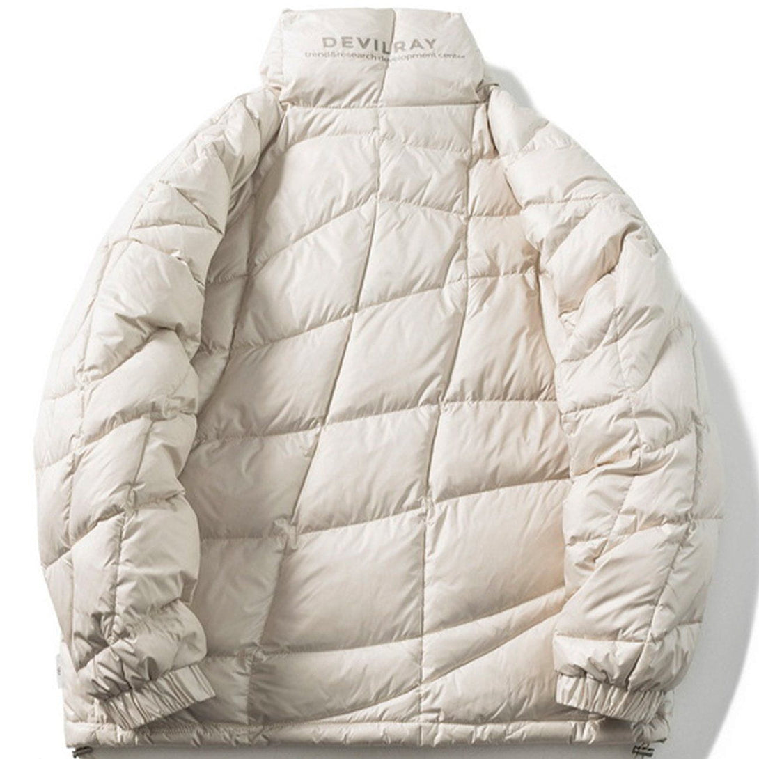 Lacezy - Solid Color Texture Puffer Jacket- Streetwear Fashion - lacezy.com