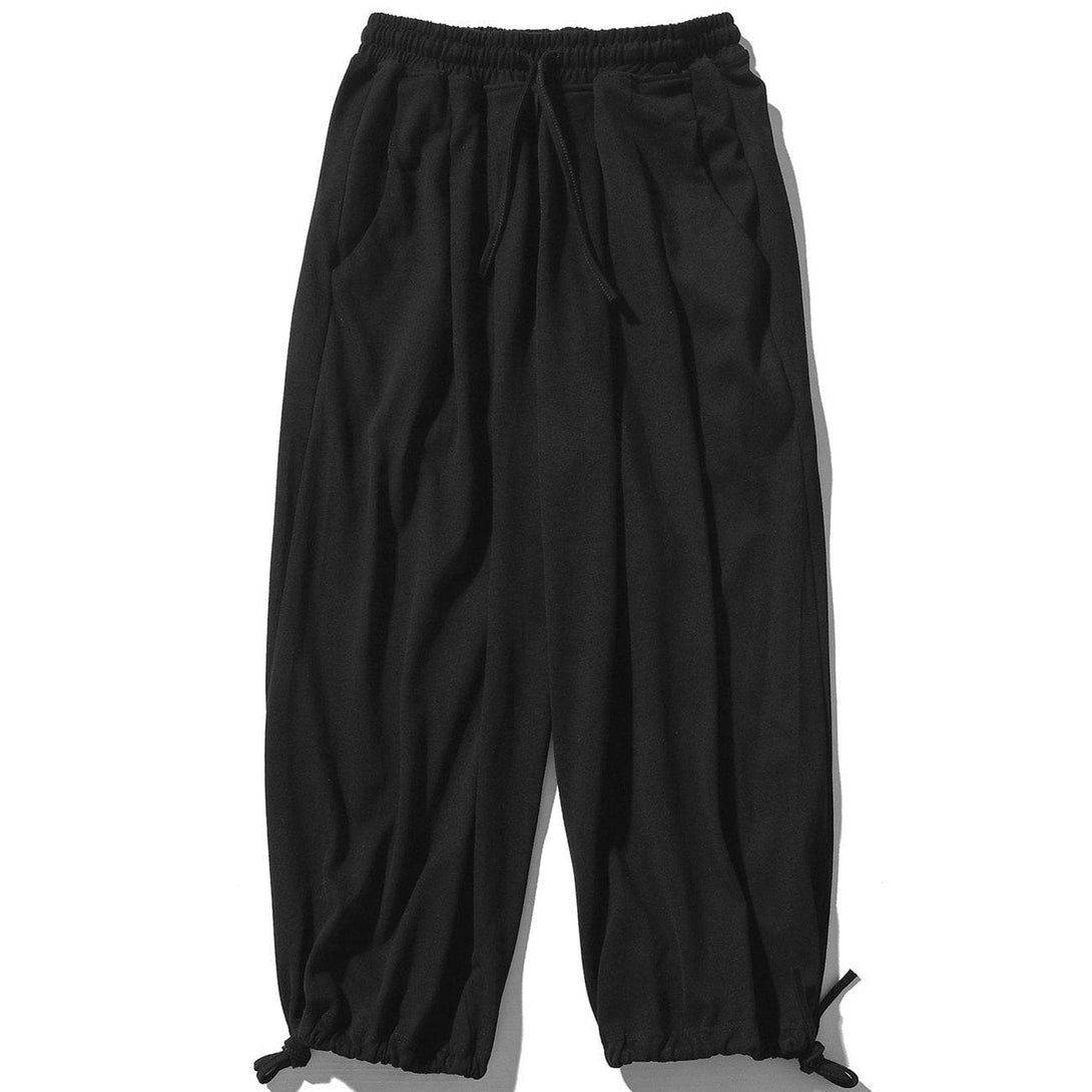 Lacezy - Solid Color Thick Wide Leg Sweatpants- Streetwear Fashion - lacezy.com