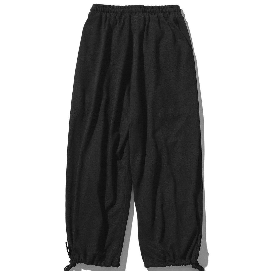 Lacezy - Solid Color Thick Wide Leg Sweatpants- Streetwear Fashion - lacezy.com