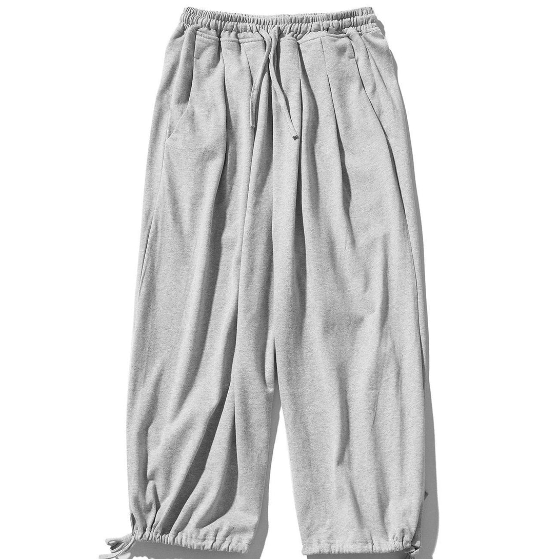 Lacezy - Solid Color Thick Wide Leg Sweatpants- Streetwear Fashion - lacezy.com