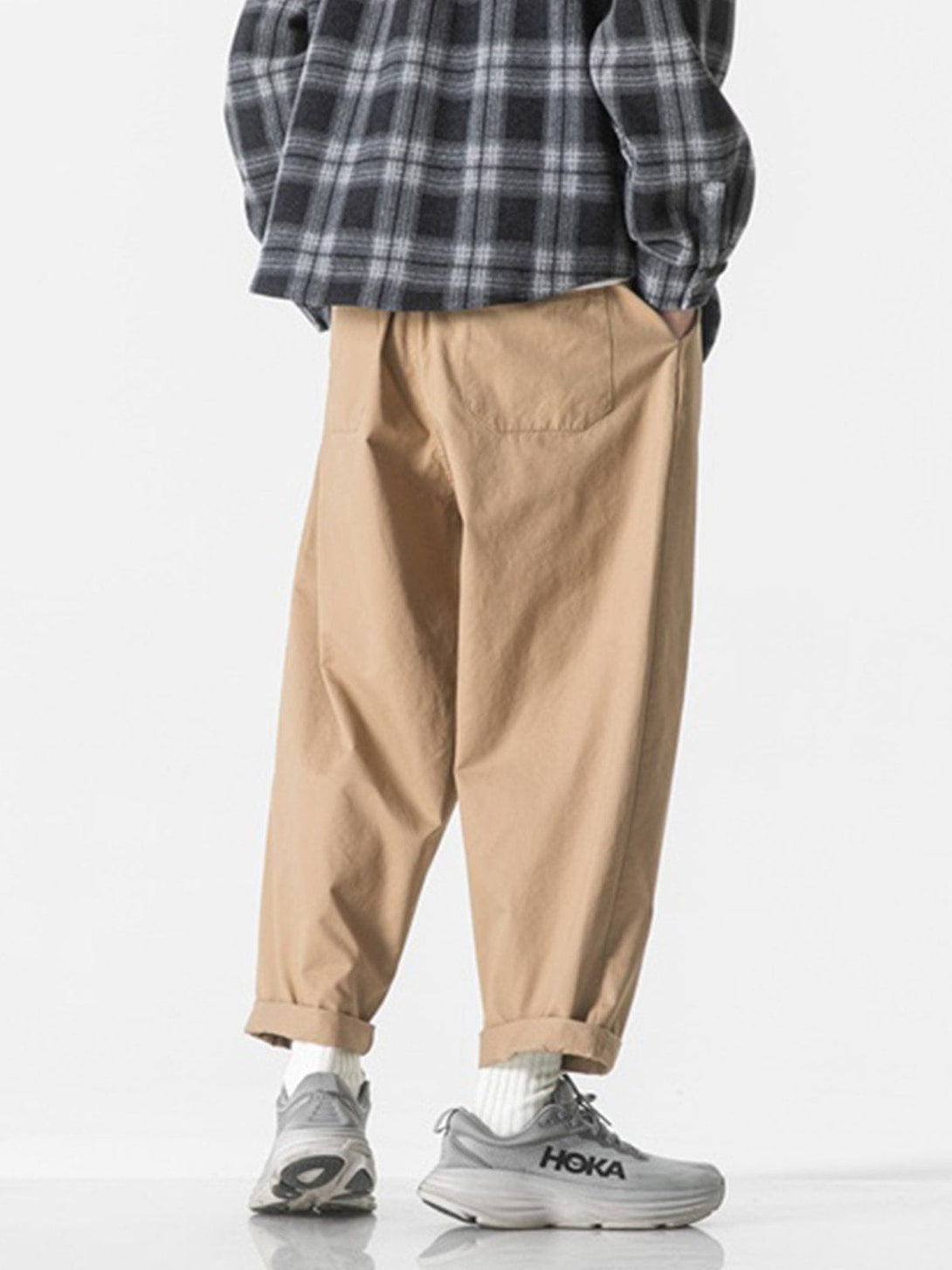 Lacezy - Solid Color Twill Cargo Pants- Streetwear Fashion - lacezy.com