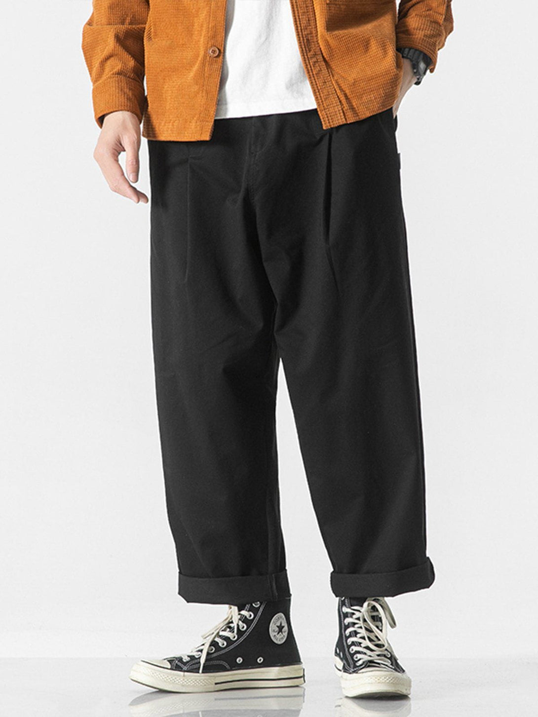 Lacezy - Solid Color Twill Cargo Pants- Streetwear Fashion - lacezy.com