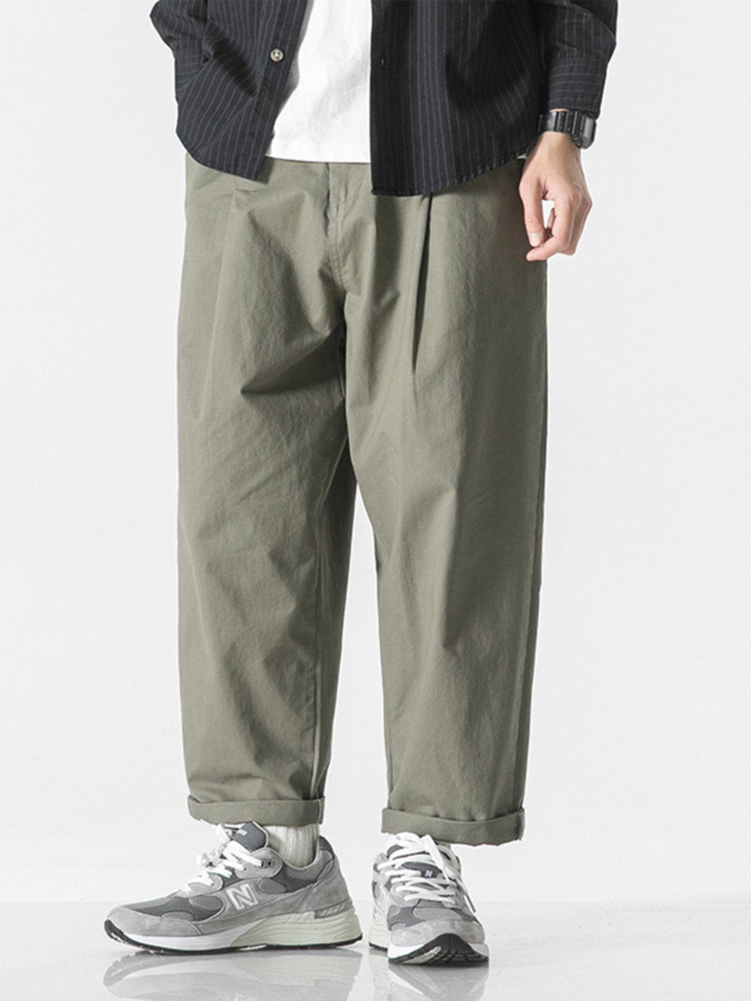 Lacezy - Solid Color Twill Cargo Pants- Streetwear Fashion - lacezy.com