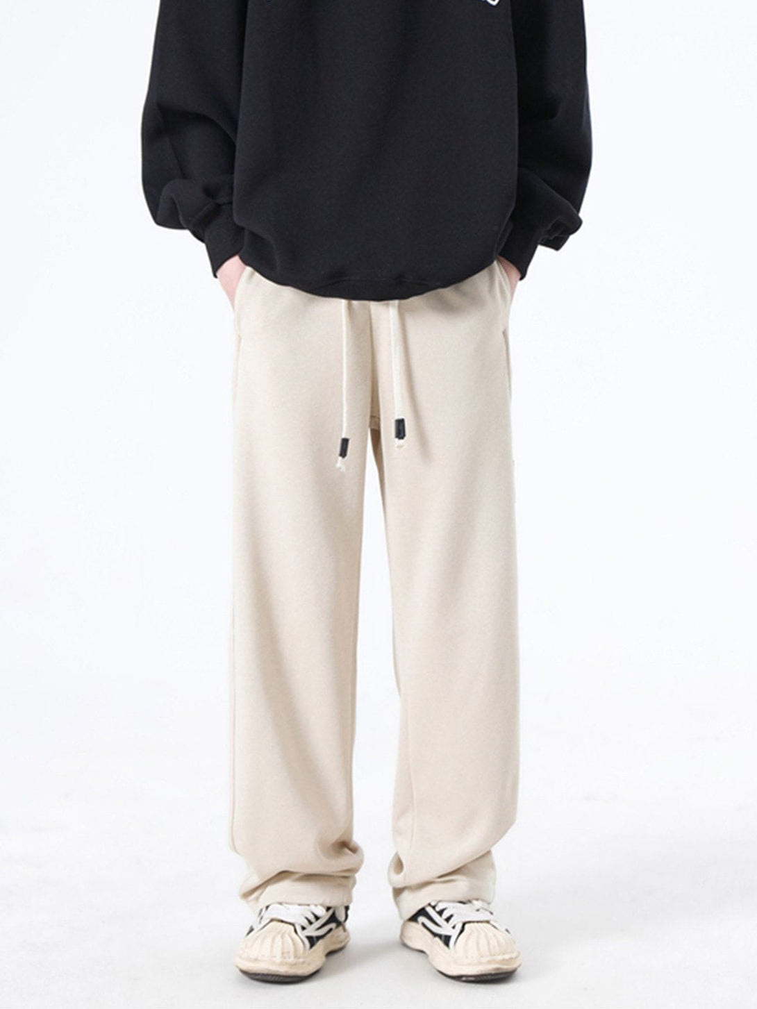 Lacezy - Solid Colour Patchwork Pants- Streetwear Fashion - lacezy.com