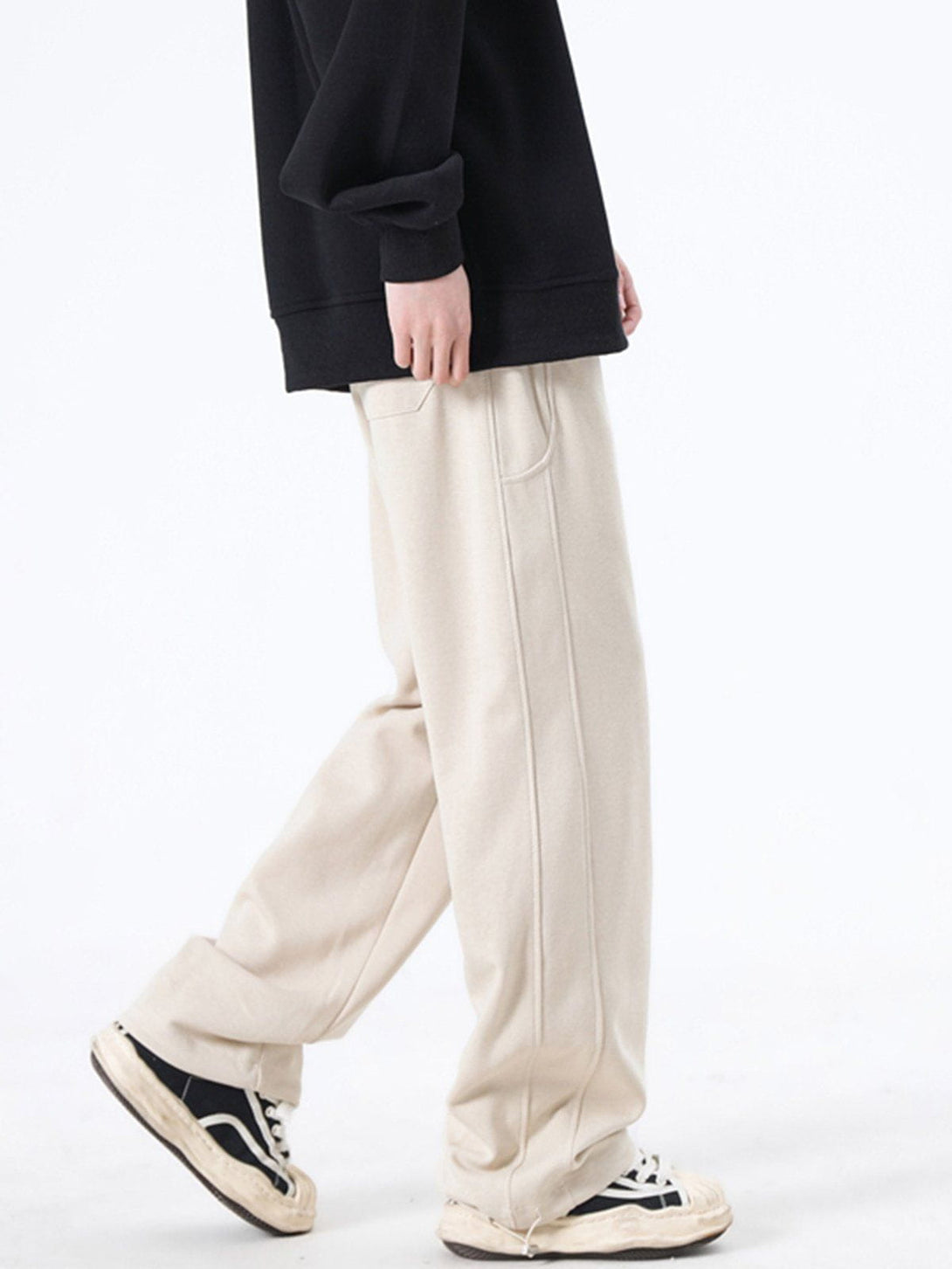 Lacezy - Solid Colour Patchwork Pants- Streetwear Fashion - lacezy.com