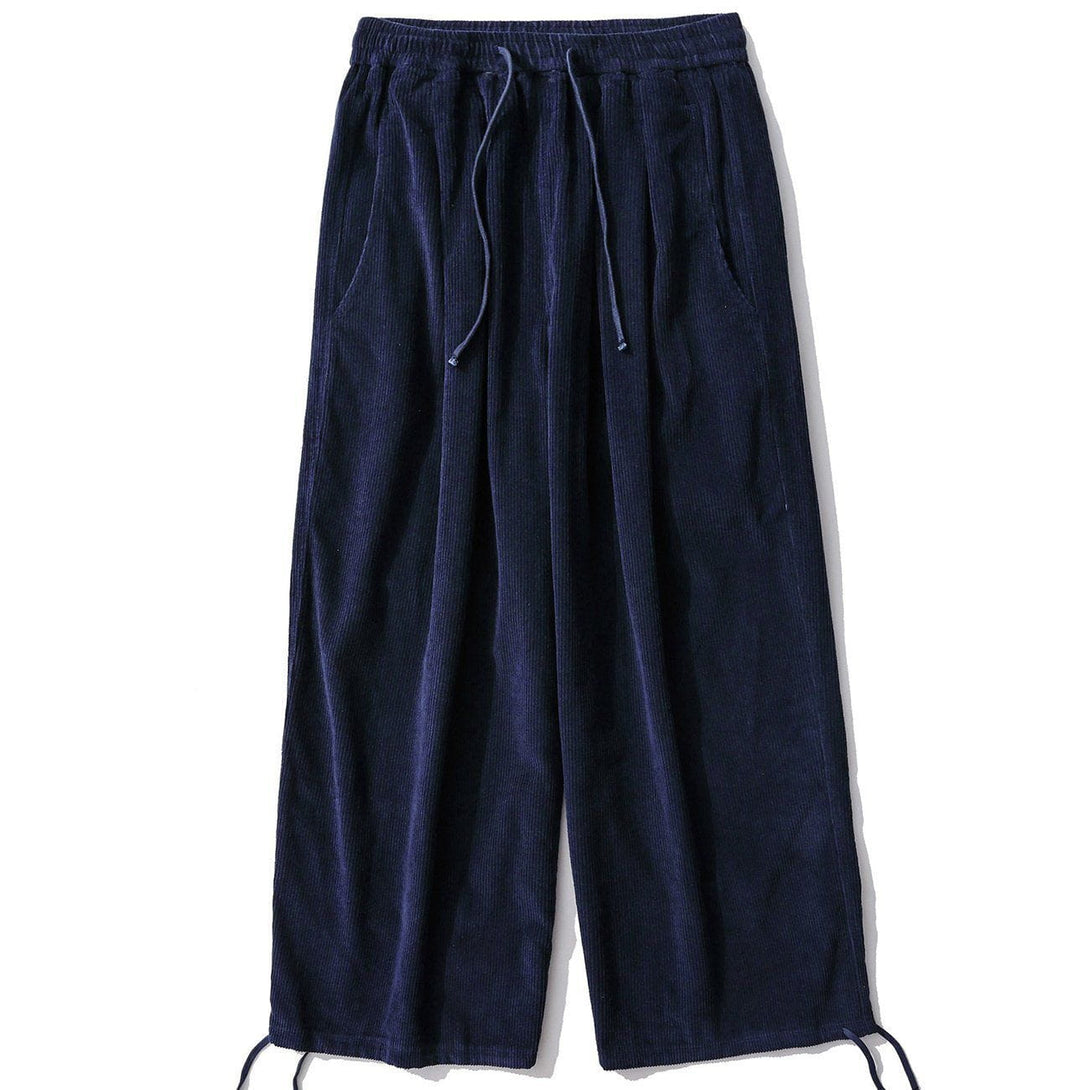 Lacezy - Solid Corduroy Wide-leg Pants- Streetwear Fashion - lacezy.com