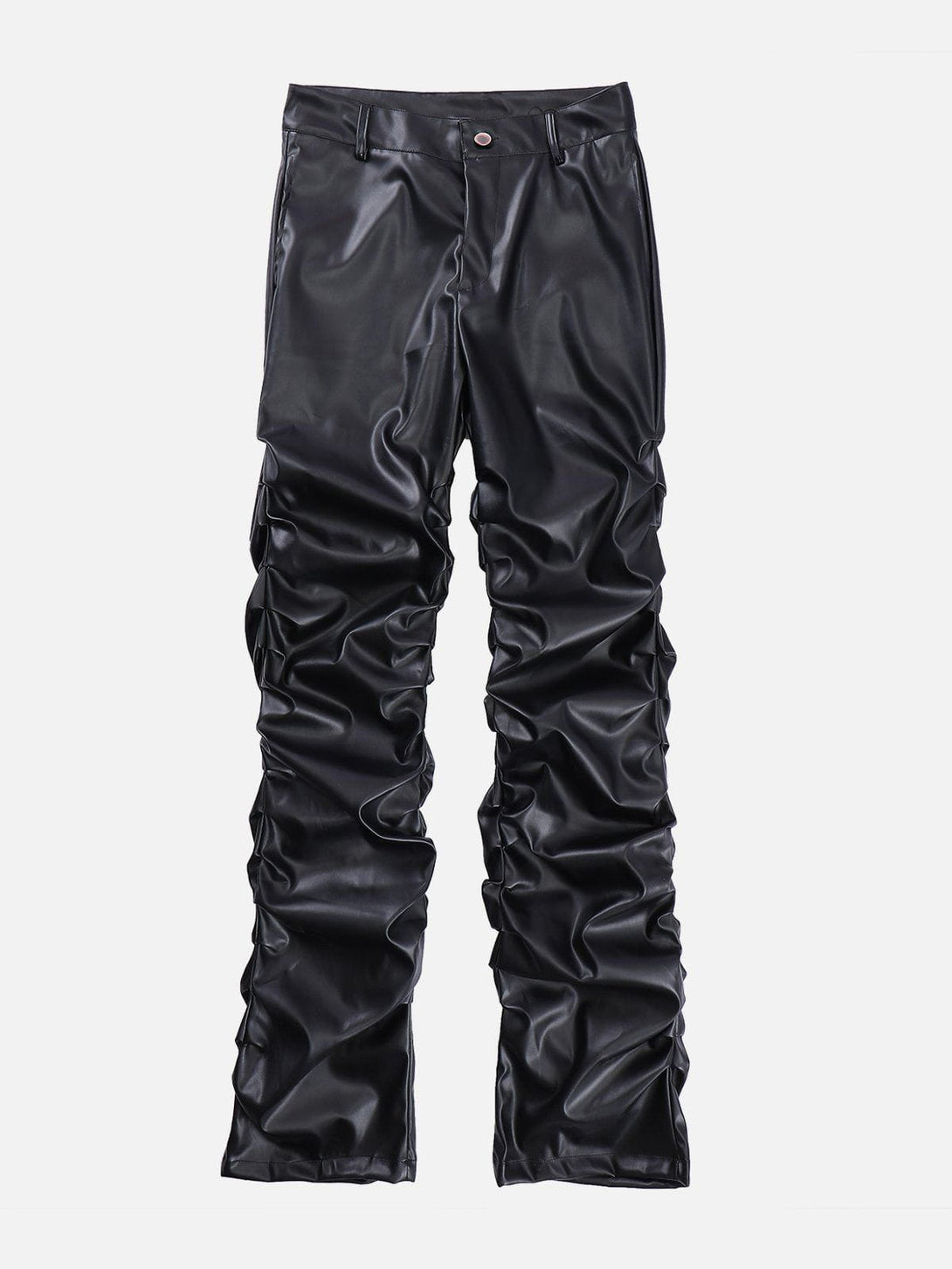 Lacezy - Solid Crinkled PU Pants- Streetwear Fashion - lacezy.com