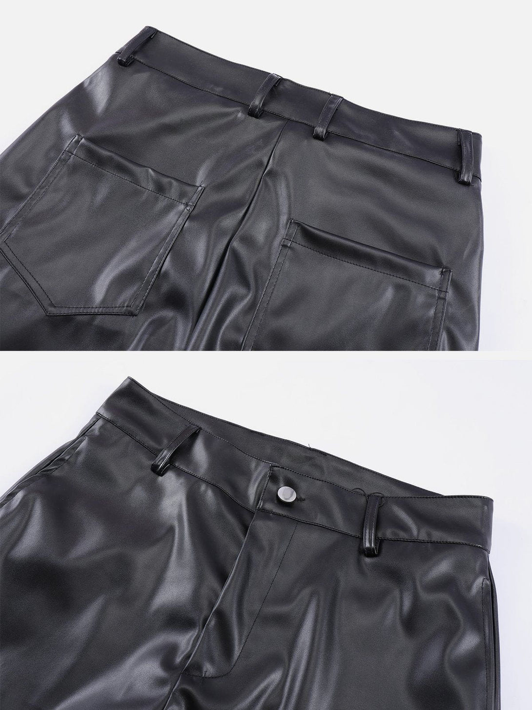 Lacezy - Solid Crinkled PU Pants- Streetwear Fashion - lacezy.com