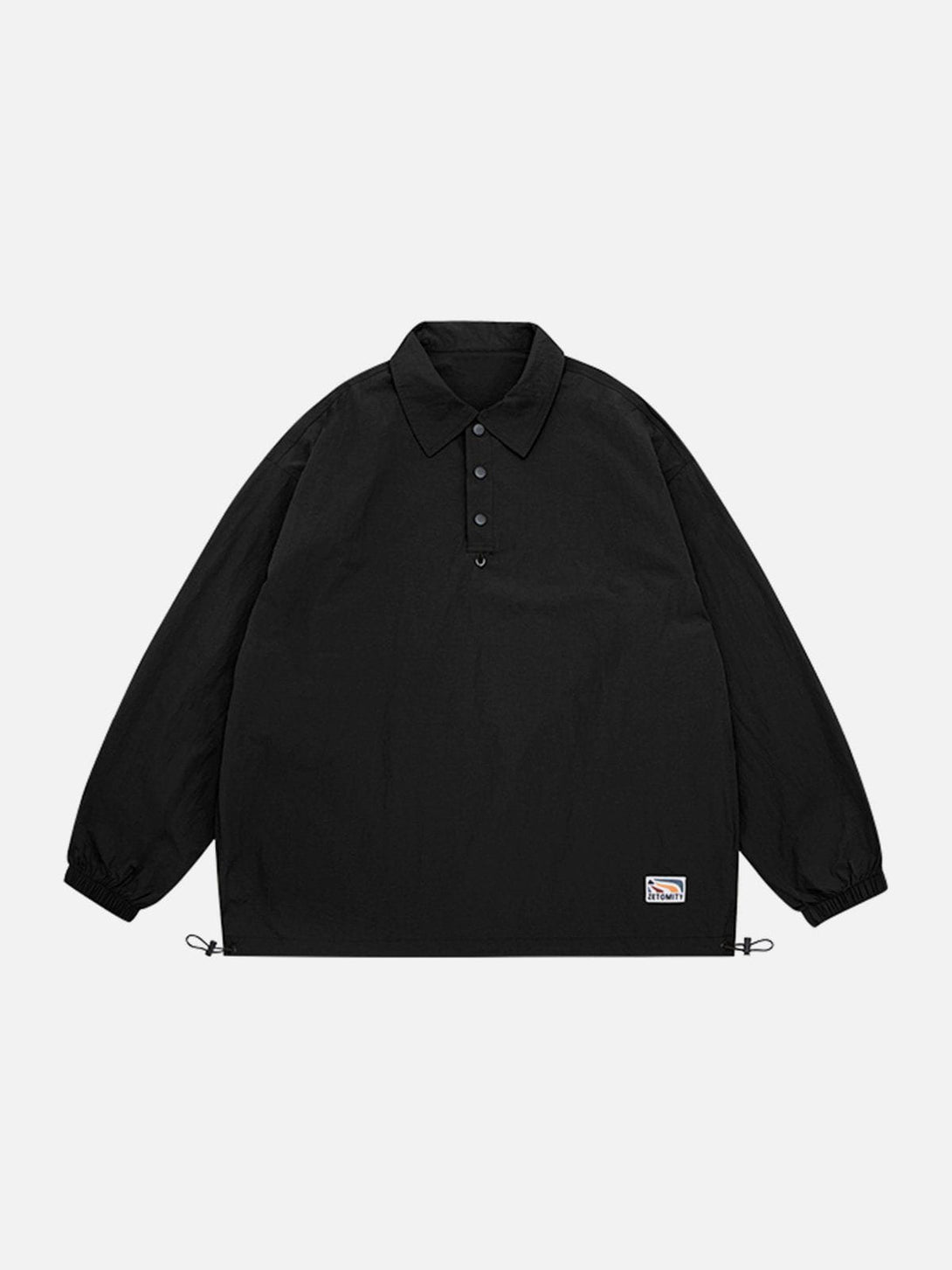 Lacezy - Solid Drawstring Polo Sweatshirt- Streetwear Fashion - lacezy.com