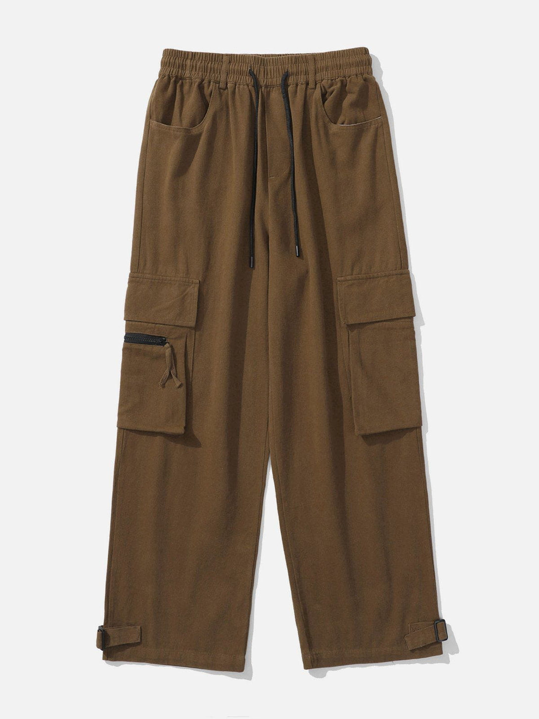 Lacezy - Solid Multi-Pocket Cargo Pants- Streetwear Fashion - lacezy.com