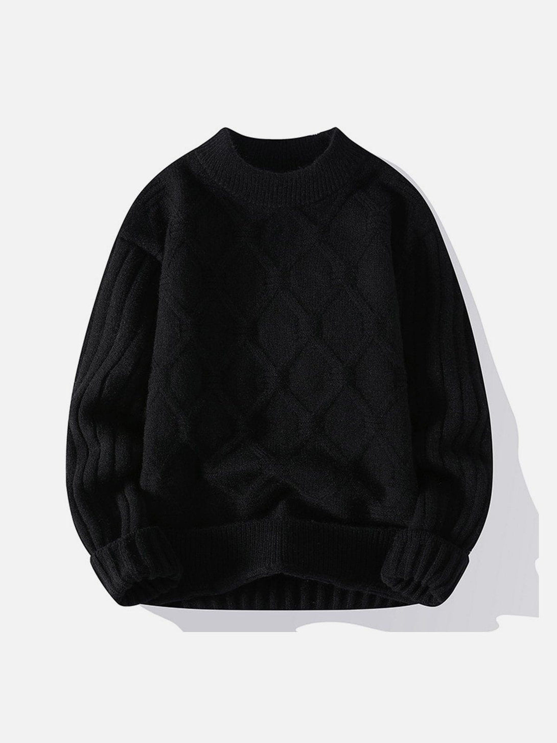 Lacezy - Solid Net Jacquard Sweater- Streetwear Fashion - lacezy.com