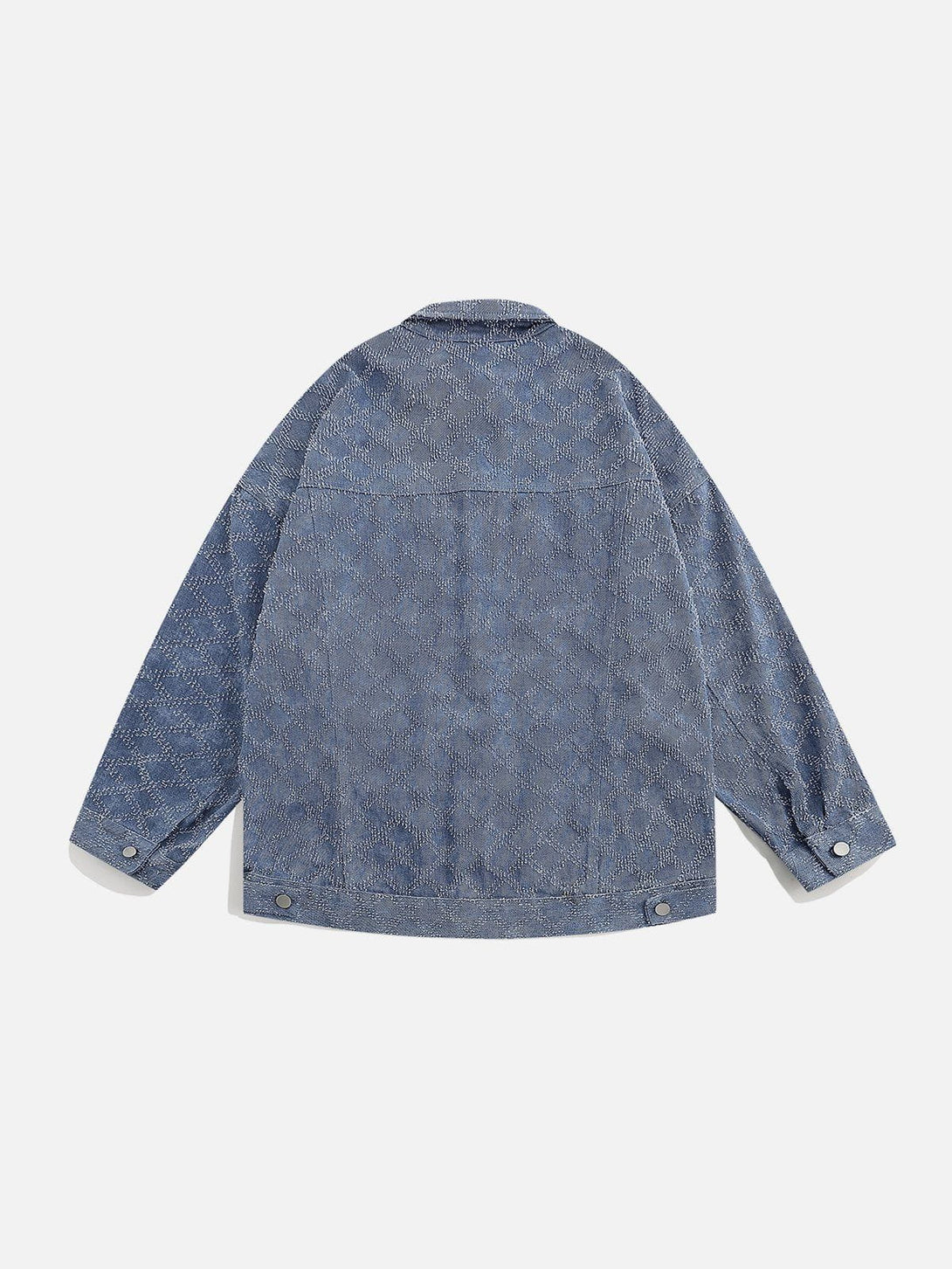 Lacezy - Solid Plaid Denim Jacket- Streetwear Fashion - lacezy.com