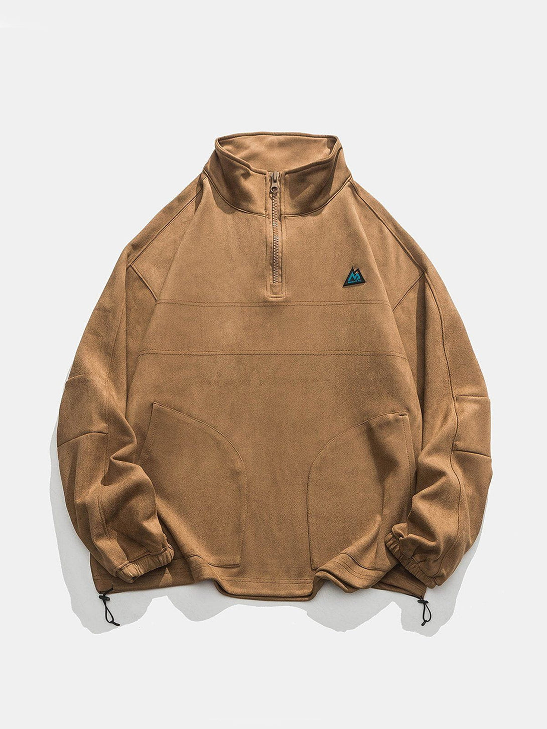 Lacezy - Solid Suede Sweatshirt- Streetwear Fashion - lacezy.com