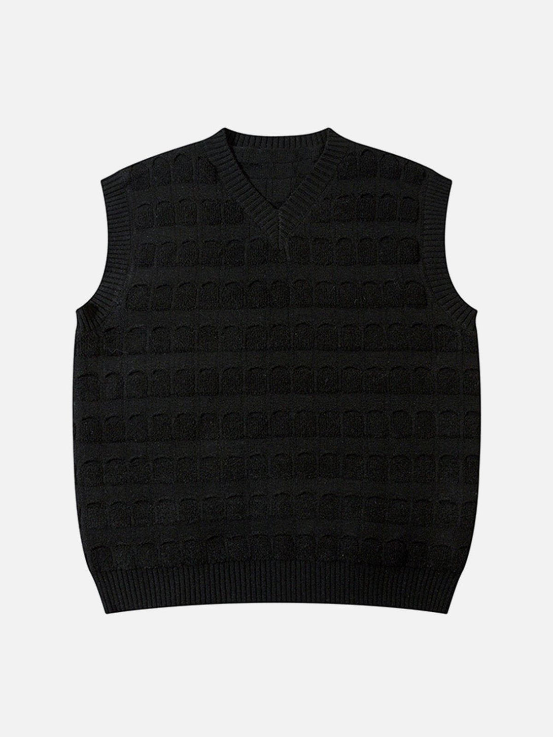 Lacezy - Solid Woven Stripe Sweater Vest- Streetwear Fashion - lacezy.com