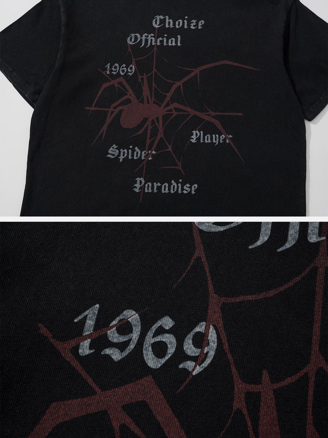 Lacezy - Spider Print Washed Tee- Streetwear Fashion - lacezy.com