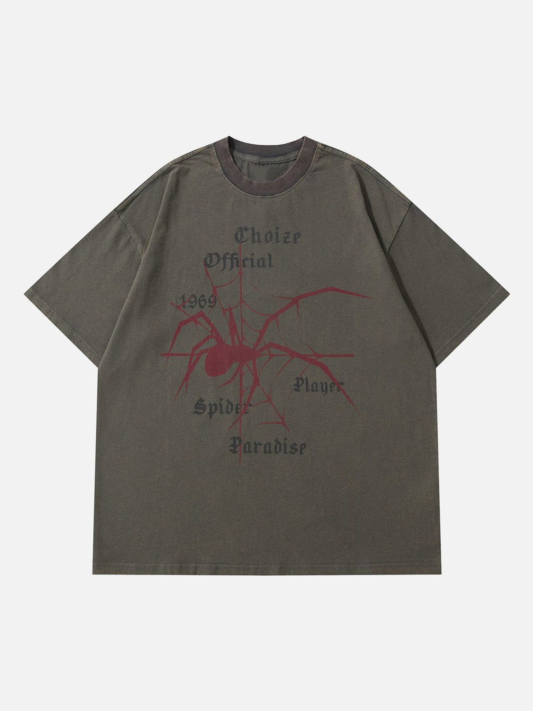 Lacezy - Spider Print Washed Tee- Streetwear Fashion - lacezy.com