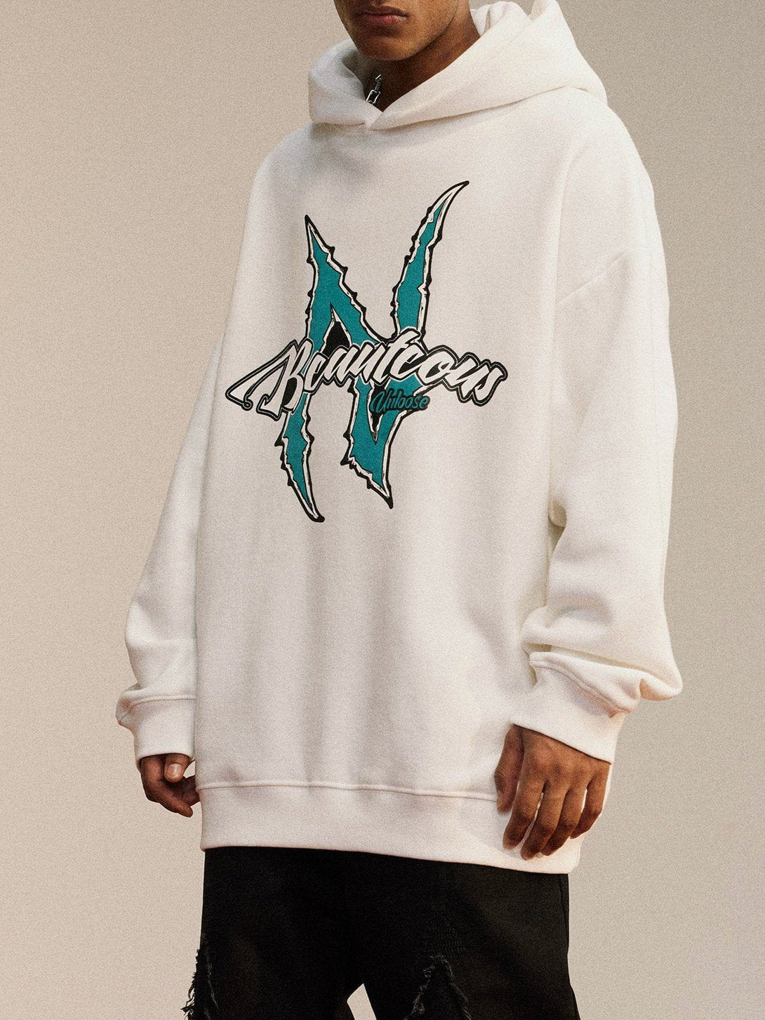 Lacezy - Spiked Shell Letter Foam Print Hoodie- Streetwear Fashion - lacezy.com