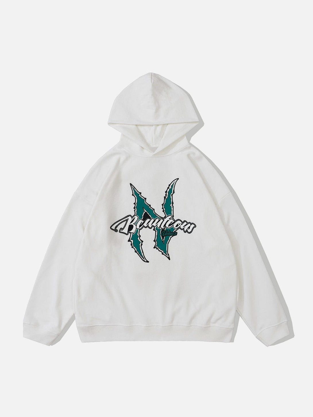 Lacezy - Spiked Shell Letter Foam Print Hoodie- Streetwear Fashion - lacezy.com