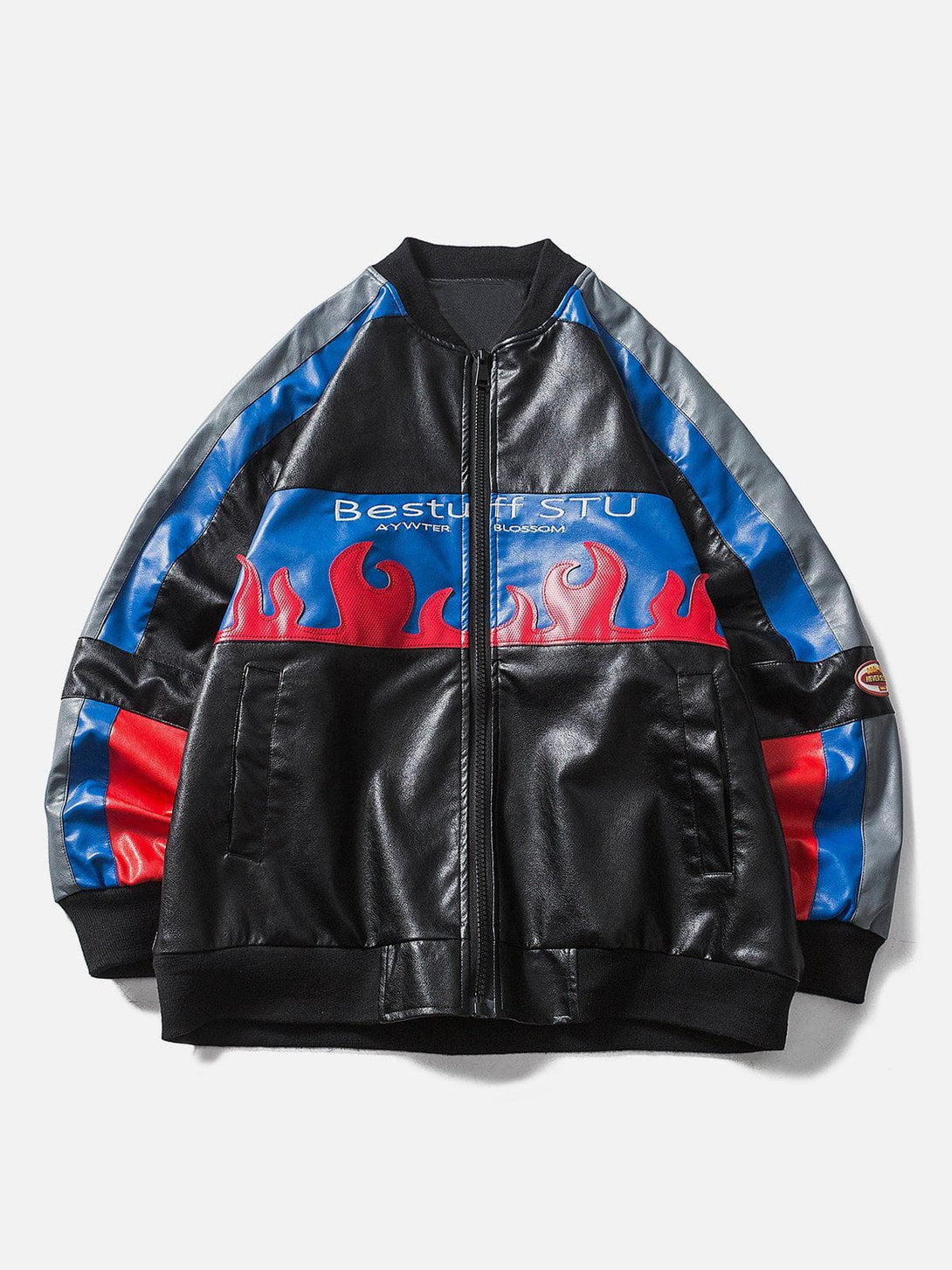 Lacezy - Splicing Contrast Color Flame Jacket- Streetwear Fashion - lacezy.com