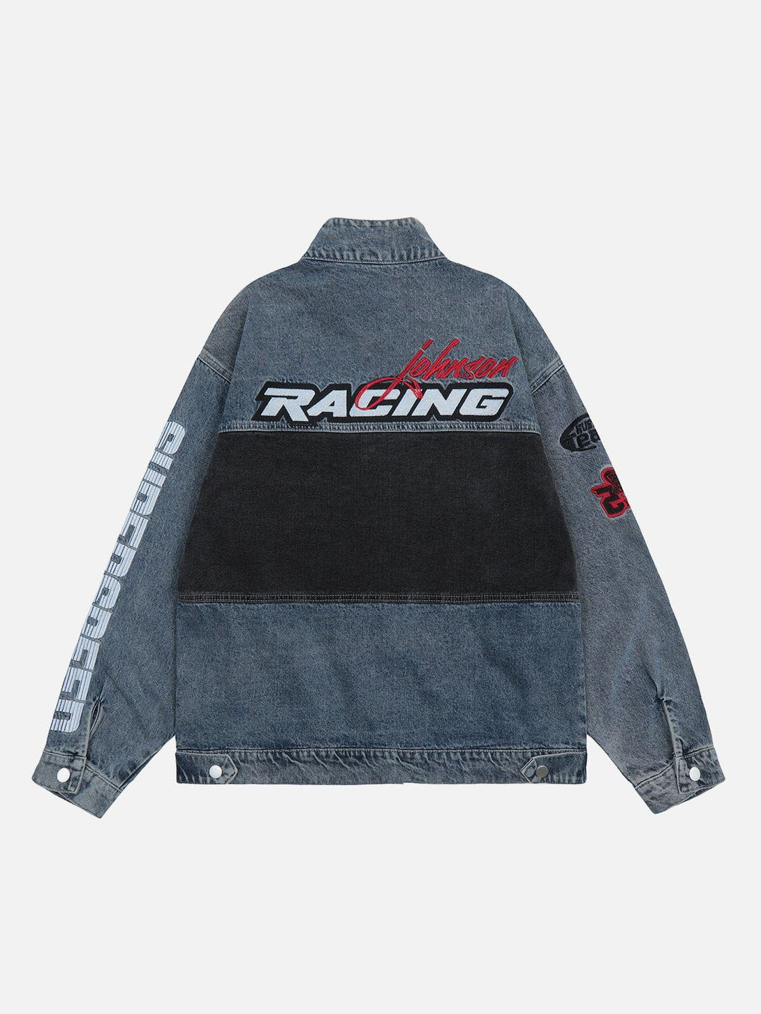 Lacezy - Splicing Racing Denim Jacket- Streetwear Fashion - lacezy.com